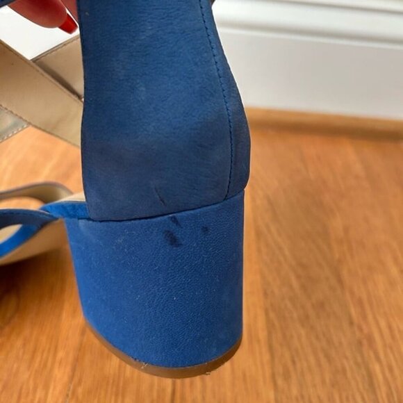 Nine West Cobalt Royal Blue Open Toe Sandal Heels Pumps Women’s Size 10 - Picture 7 of 9